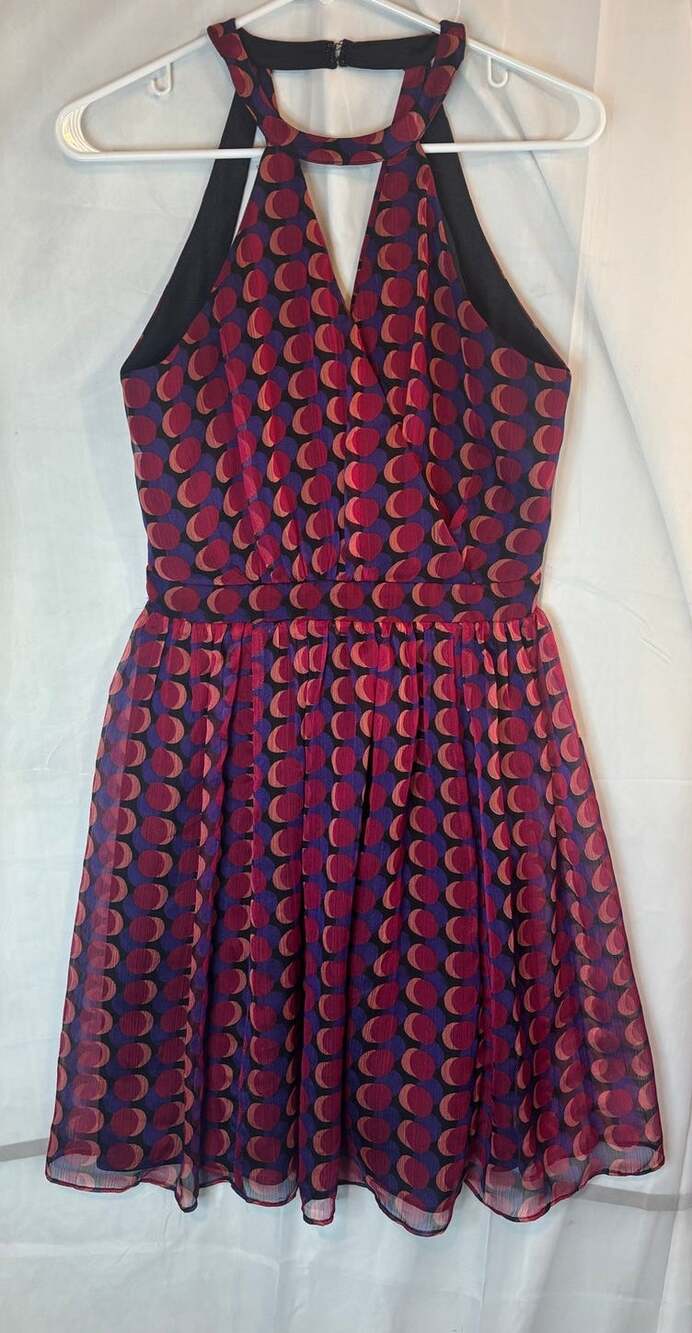 Adelyn Rae Polka Dot Orange Purple Black Sleeveless Mini Dress Size Small